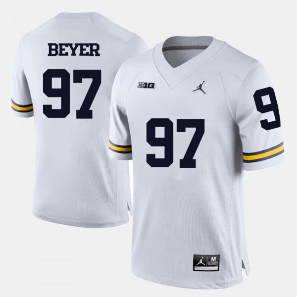 Michigan #97 For Men Brennen Beyer Jersey White Stitch College Football
